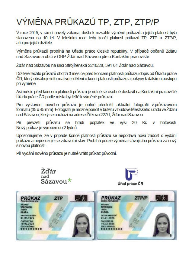 Výměna průkazů TP ZTP